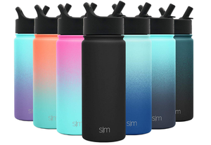 Simple Modern 18 oz Summit Water Bottle with Straw Lid - Gifts for Kids Hydro Vacuum Insulated Tumbler Flask Double Wall Liter - 18/8 Stainless Steel - Midnight Black